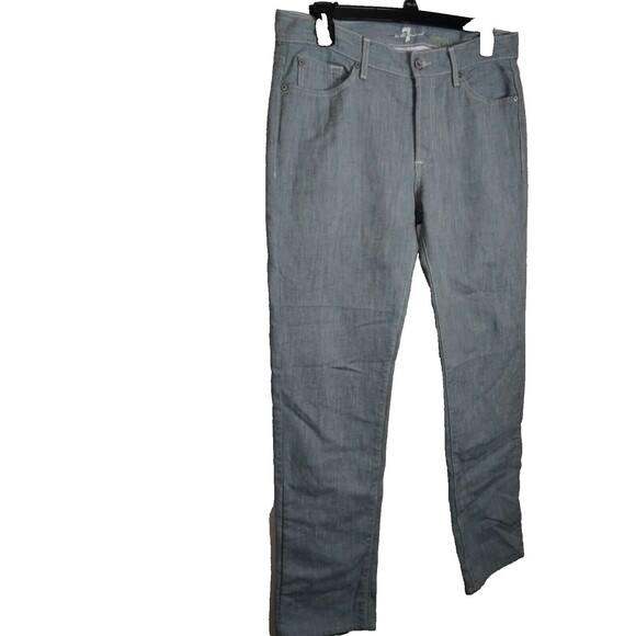 7 For All Mankind Slimmy Fit Blue/Grayish Jeans Mens 36x32 Flat Front Pants - Picture 3 of 11
